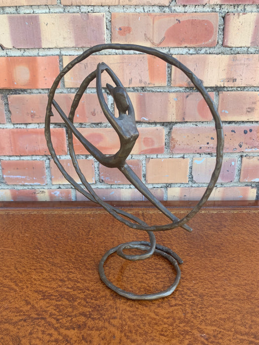 MODERN BRONZE SCULPTURE OF RIBBON DANCER
