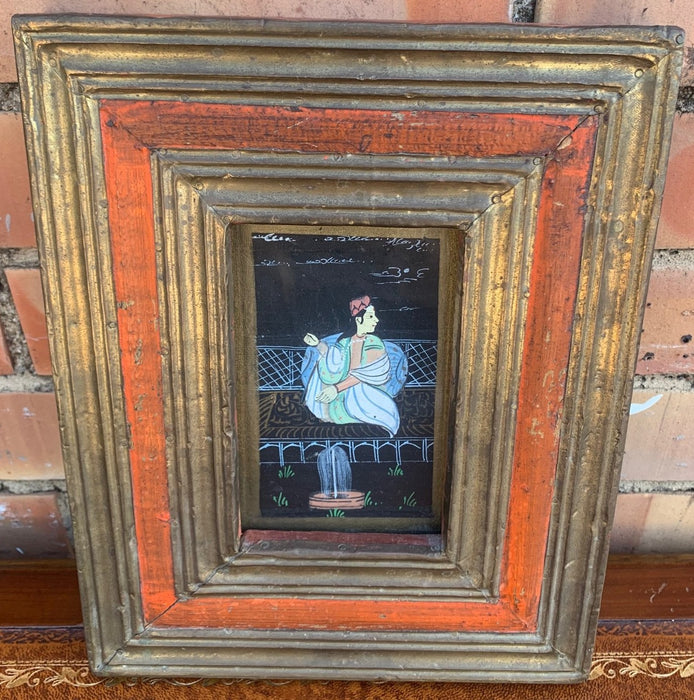 SMALL FRAMED INDIAN PAINTING OF MAN