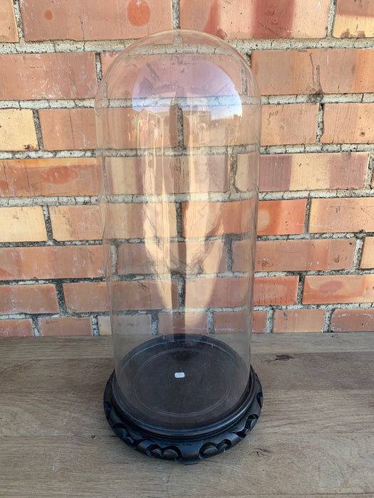 TALL ANTIQUE DOME WITH BLACK WOOD BASE