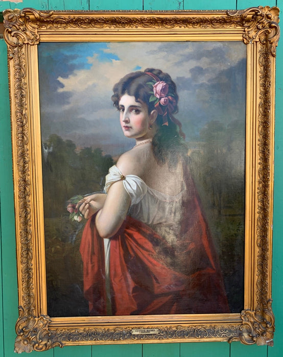 FRAMED OIL PAINTING OF VIENNESE MAIDEN SIGNED J. KURTZWELL