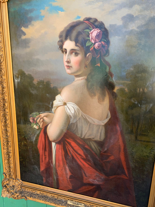 FRAMED OIL PAINTING OF VIENNESE MAIDEN SIGNED J. KURTZWELL