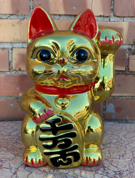 GILT GOLD LUCKY CAT BANK