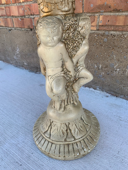 CERAMIC CHERUBS TABLE BASE WITH FAUX MARBLE TOP