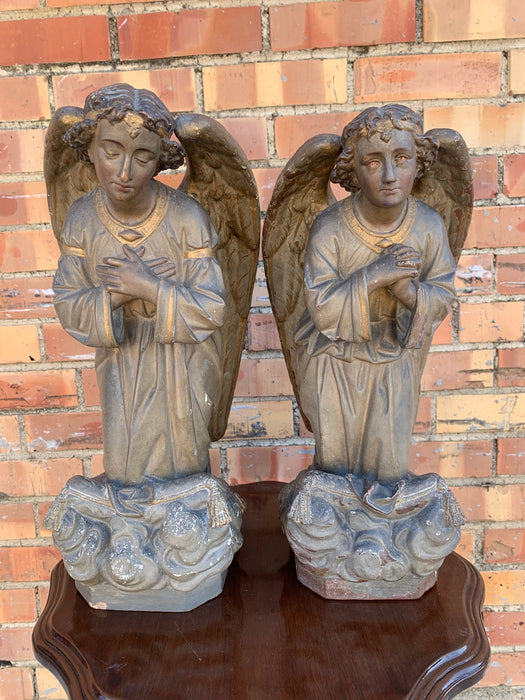 PAIR OF 19TH CENTURY TERRA COTTA ANGELS FROM ST MARY'S CHURCH IN PHILADELPHIA