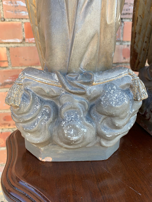 PAIR OF 19TH CENTURY TERRA COTTA ANGELS FROM ST MARY'S CHURCH IN PHILADELPHIA