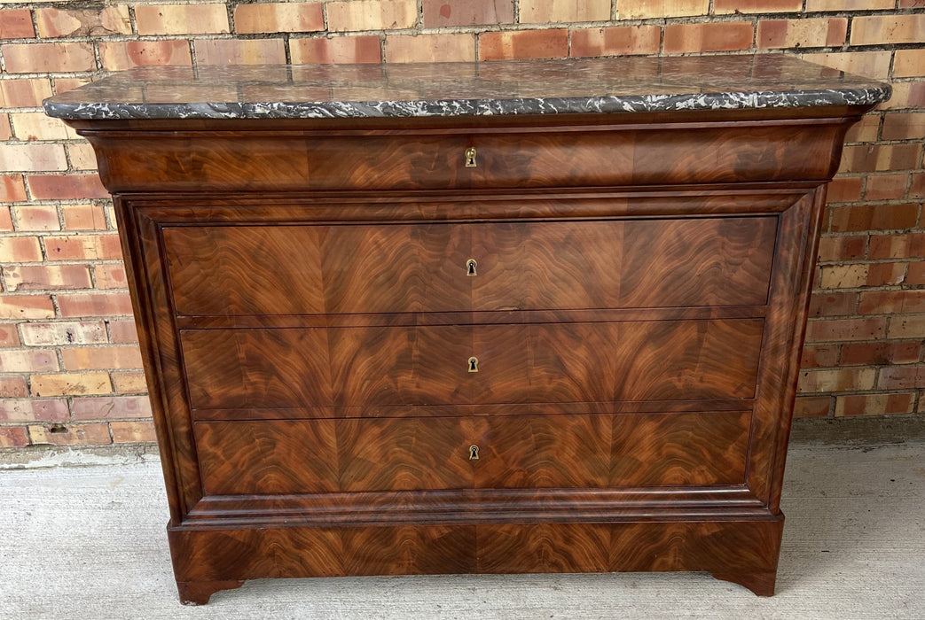 LOUIS PHILIPPE FLAME MAHOGANY COMMODE