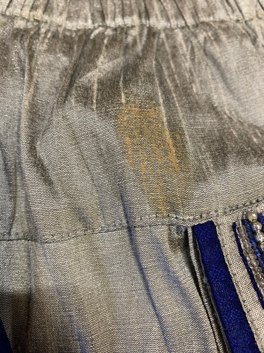 CHILD'S ORNATE SILK BLUE JACKET AND TROUSERS - AS FOUND