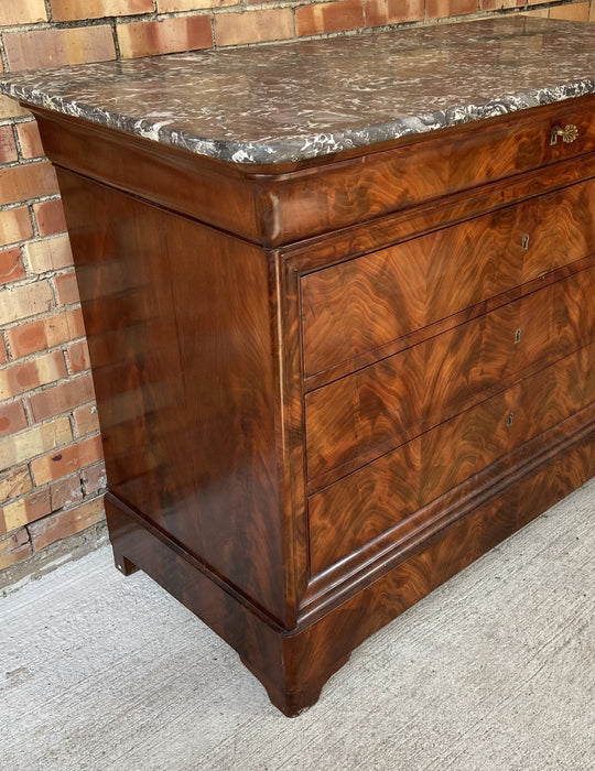 LOUIS PHILIPPE FLAME MAHOGANY COMMODE