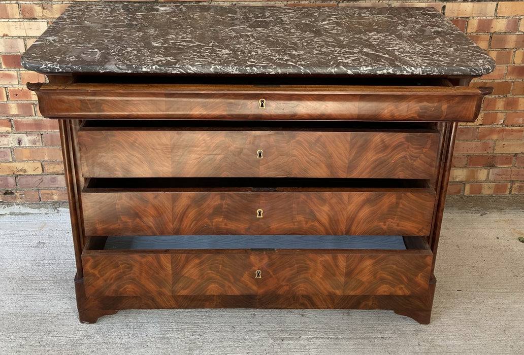 LOUIS PHILIPPE FLAME MAHOGANY COMMODE