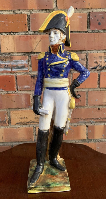 PORCELAIN EUROPEAN SOLDIER STATUE - AS IS