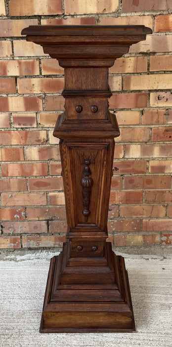 FLEMISH CARVED OAK PEDESTAL