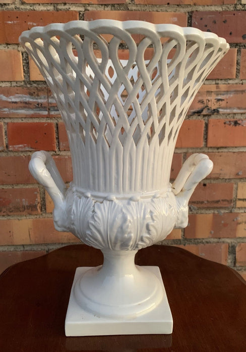 ITALIAN RETICULATED URN STYLE VASE - REPAIRED