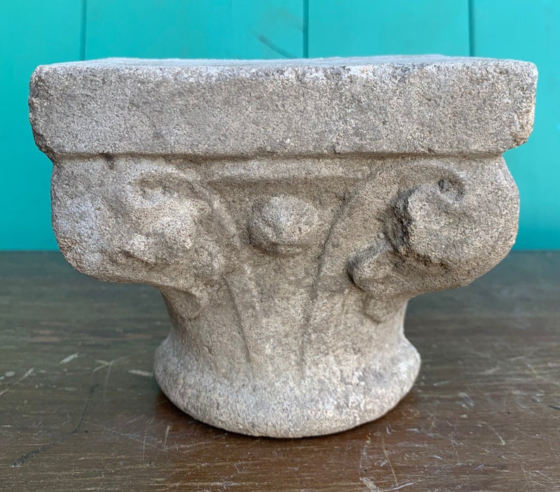 SMALL CONCRETE CORINTHIAN HALF CAPITAL