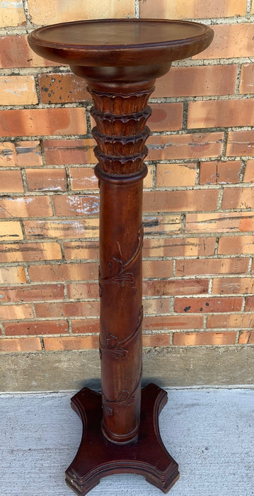 TALL LEAF CARVED PEDESTAL - NOT OLD