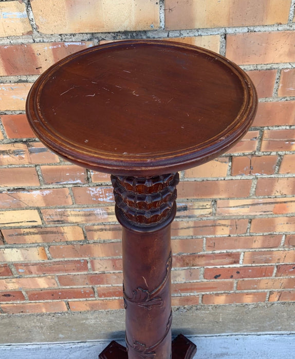 TALL LEAF CARVED PEDESTAL - NOT OLD
