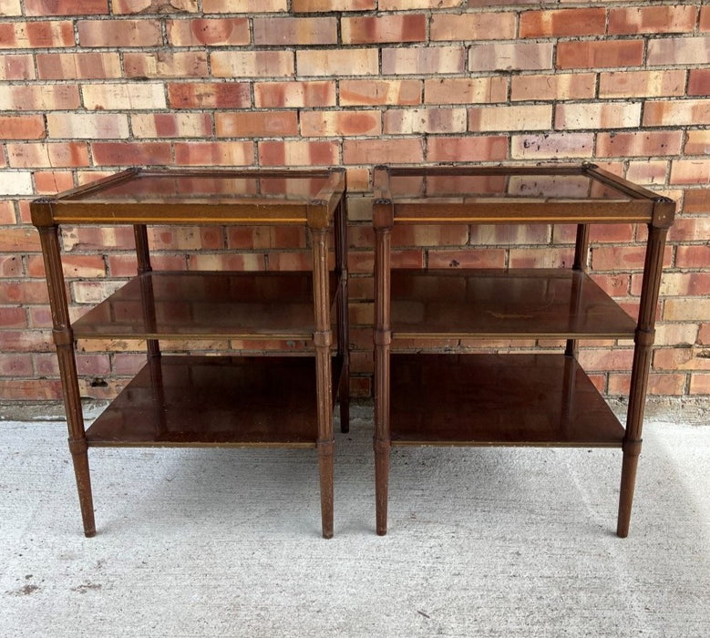 PAIR OF FLUTED LOUIS XVI STYLE END TABLES