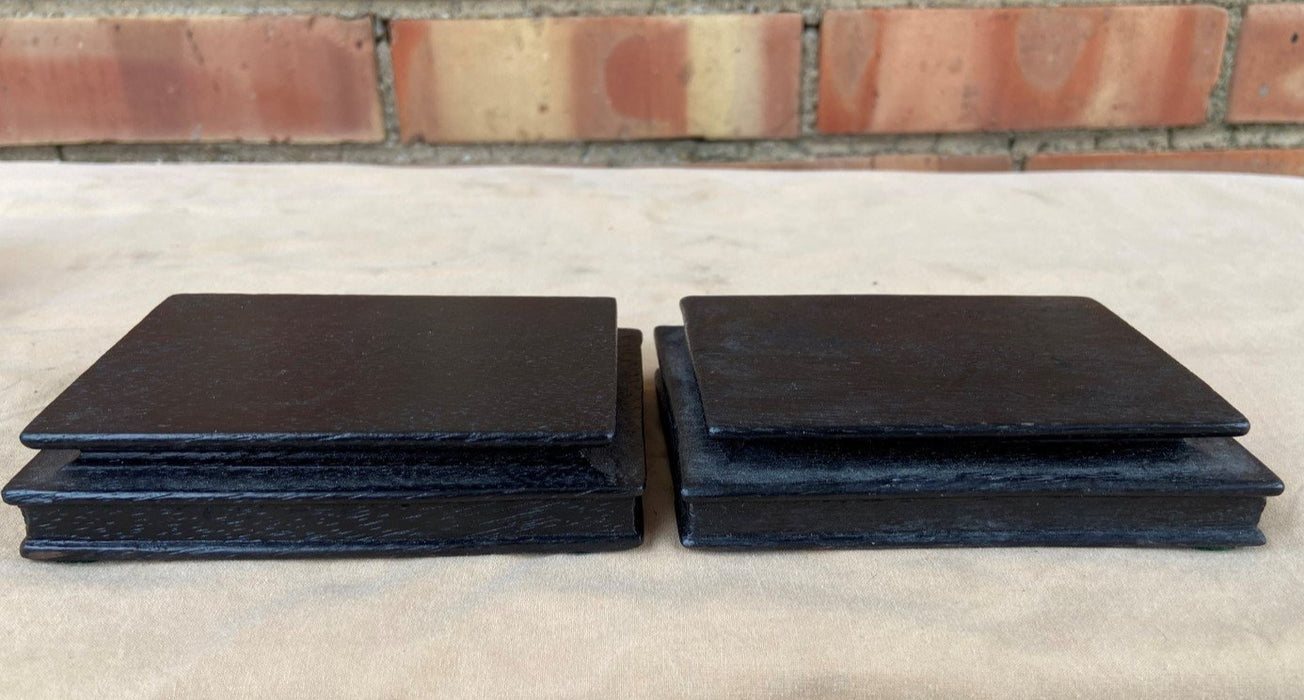 PAIR OF RECTANGULAR BLACK ASIAN PLINTH STANDS