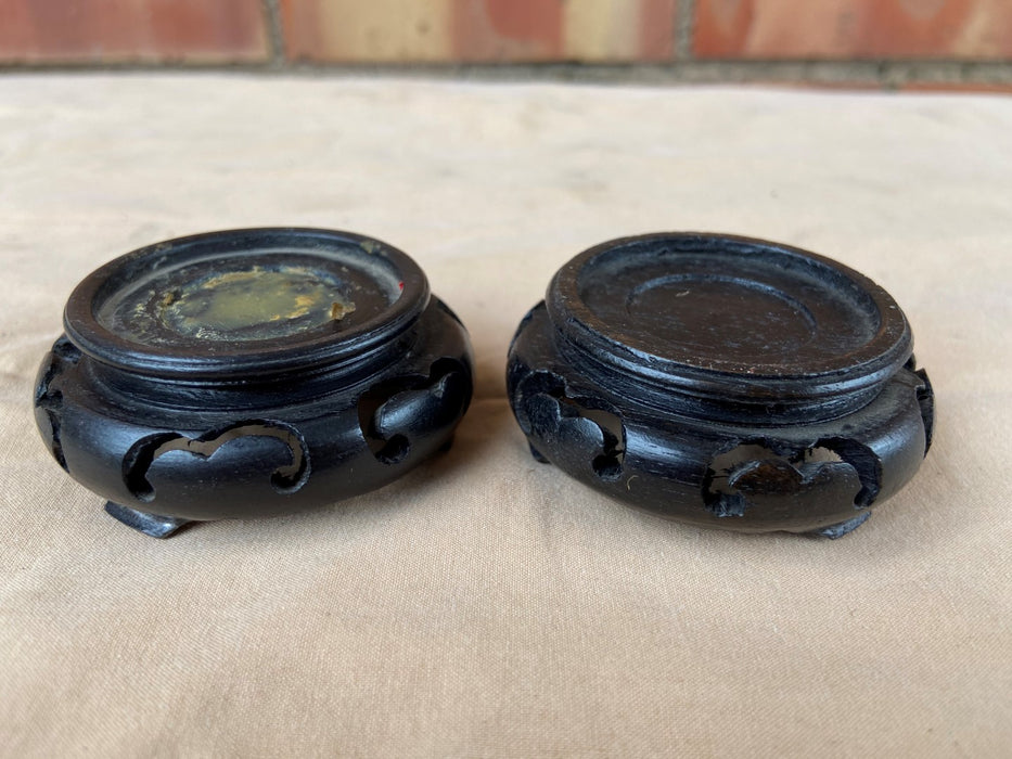 PAIR OF TINY PIERCE CARVED ASIAN STANDS