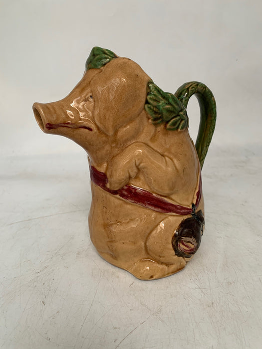 ONNAING FRENCH MAJOLICA PIG PITCHER