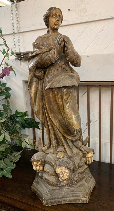 LARGE RELIGIOUS WOOD STATUE