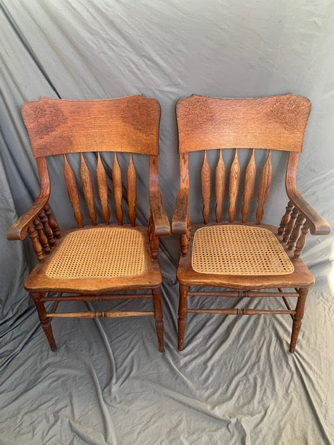 PAIR OF AMERICAN ARROW BACK ARM CHAIRS CIRCA 1890 - SOLD