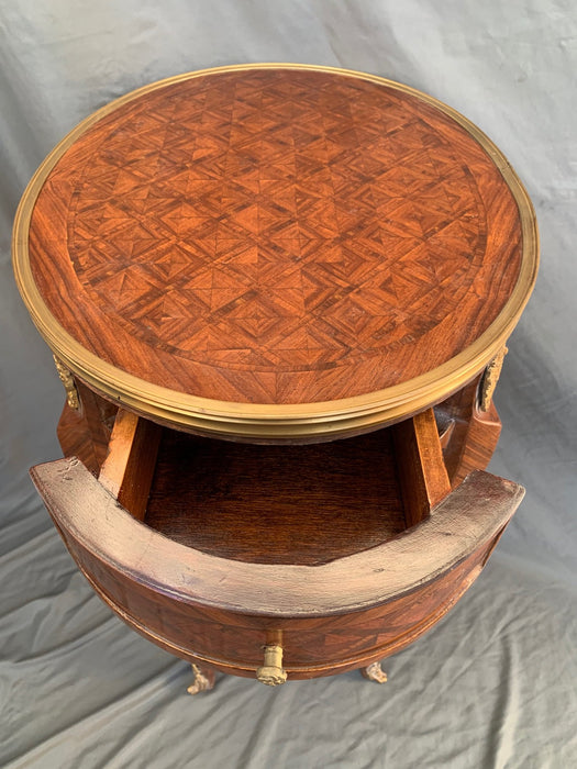 PAIR OF SMALL OVAL INLAID NIGHT STANDS
