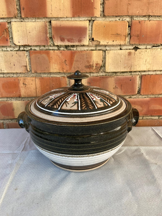 HAND THROWN POTTERY BOWL WITH LID
