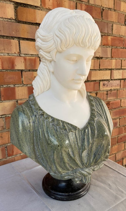 CARVED MARBLE BUST OF LADY