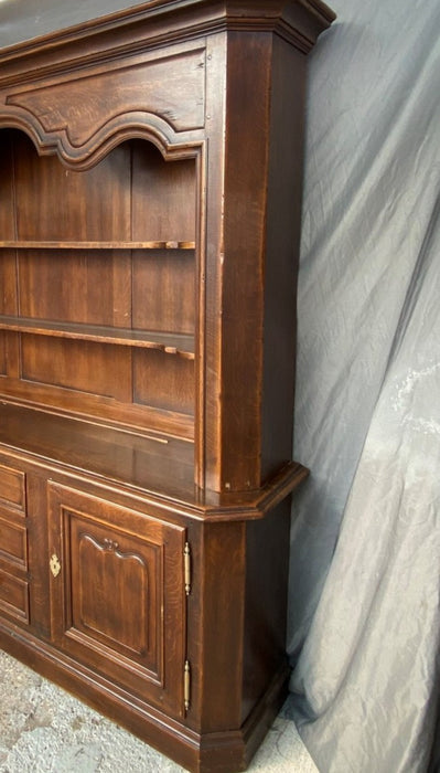 DARK OAK RUSTIC BOOKCASE WITH CANTED CORNERS