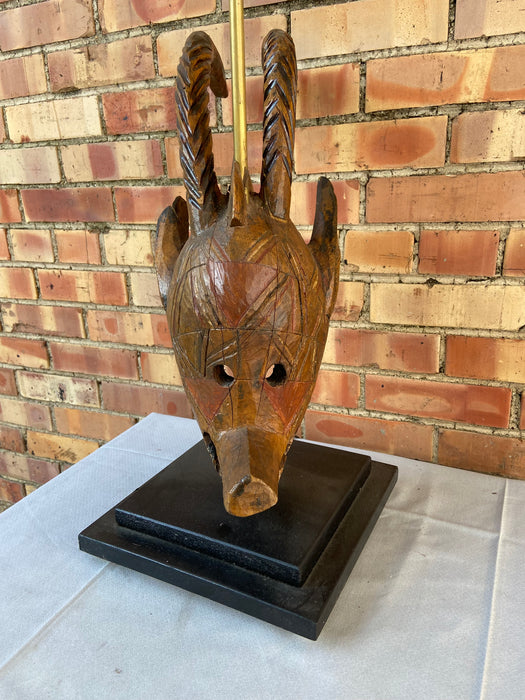 MOUNTED AFRICAN MASK LAMP