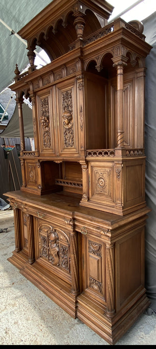 GIANT FRENCH WALNUT NEO RENAISSANCE CARVED FIGURAL BUFFET