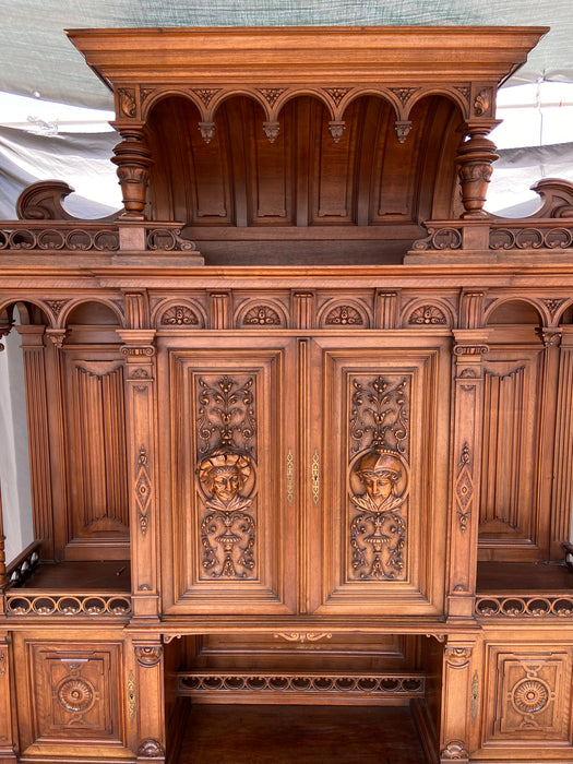 GIANT FRENCH WALNUT NEO RENAISSANCE CARVED FIGURAL BUFFET