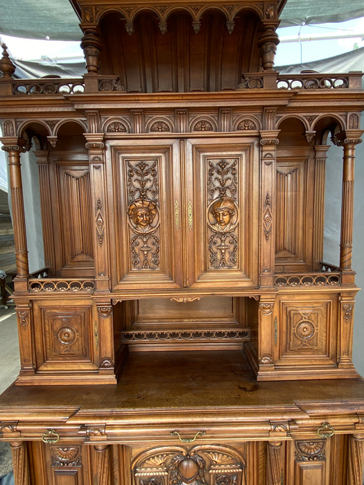 GIANT FRENCH WALNUT NEO RENAISSANCE CARVED FIGURAL BUFFET