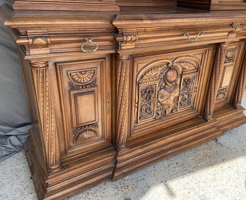 GIANT FRENCH WALNUT NEO RENAISSANCE CARVED FIGURAL BUFFET