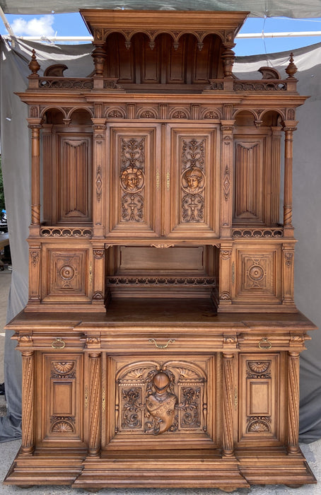 GIANT FRENCH WALNUT NEO RENAISSANCE CARVED FIGURAL BUFFET