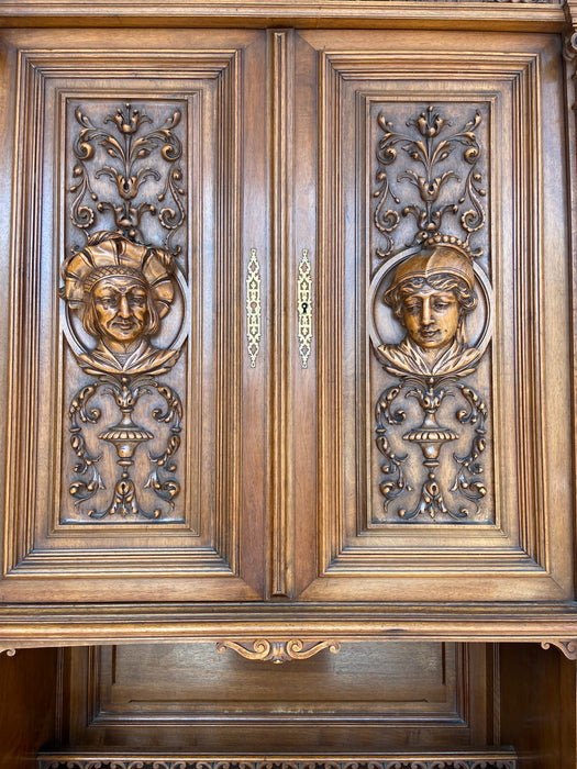 GIANT FRENCH WALNUT NEO RENAISSANCE CARVED FIGURAL BUFFET