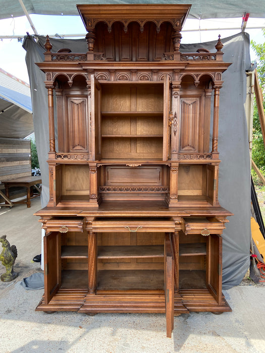 GIANT FRENCH WALNUT NEO RENAISSANCE CARVED FIGURAL BUFFET