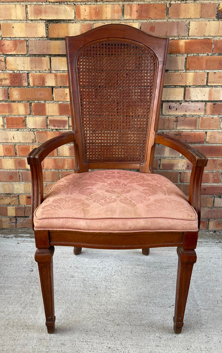 SINGLE ARCHED CANED BACK ARM CHAIR