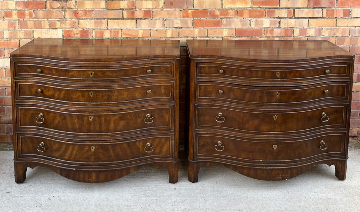 PAIR OF HERITAGE LOWBOY OXBOW FRONT VINTAGE CHESTS