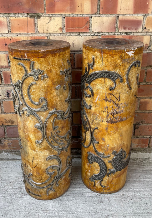 PAIR OF JAPANESE ROLLING PRINT CYLINDERS