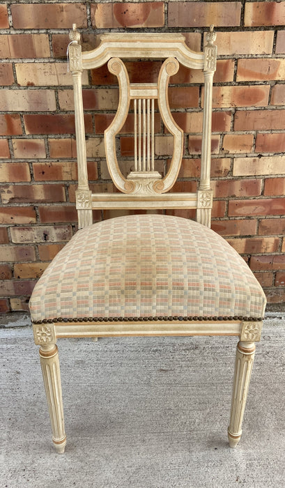 LYRE BACK LOUIS XVI PAINTED CHAIR