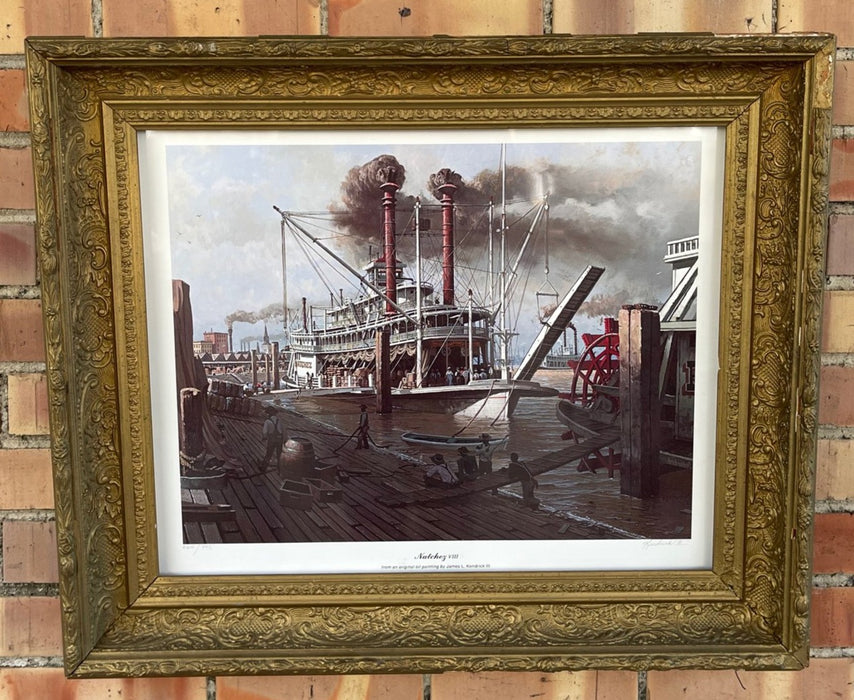 LMETED EDTION NATCHEZ VIII STEAMBOAT PRINT IN 19TH CENTUERY FRAME