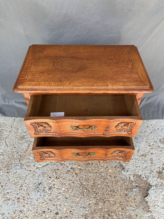 SMALL 2-DRAWER LOUIS XV SERPENTINE OAK SIDE CHEST