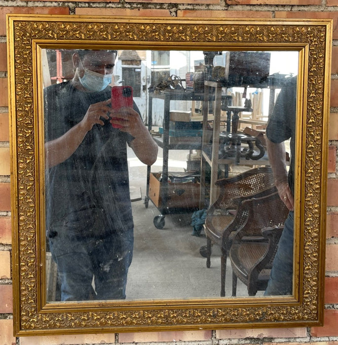 SMALL SQUARE GOLD GESSO FRAMED  MIRROR