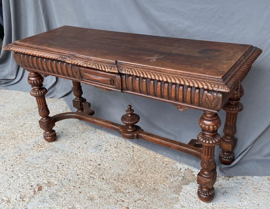 HENRI II LONG FINIAL ACCENTED OAK CONSOLE