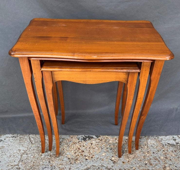 SET OF 3 LOUIS XV CHERRYWOOD NESTING TABLES WITH CABRIOLE LEGS