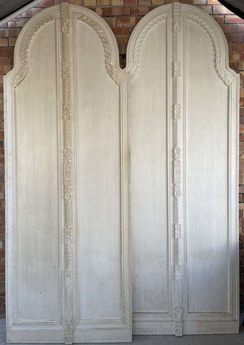 PAIR OF LARGE WHITE ARCHED PANELS