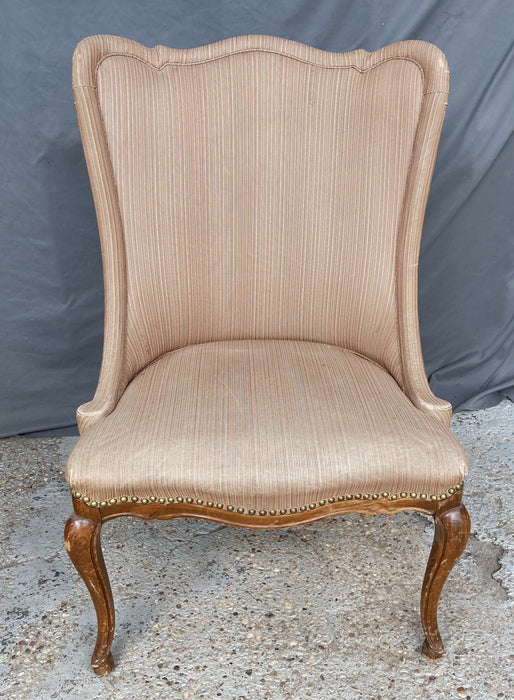 HOOF FOOTED ARMLESS FRENCH CHAIR - AS IS UPHOLSTERY