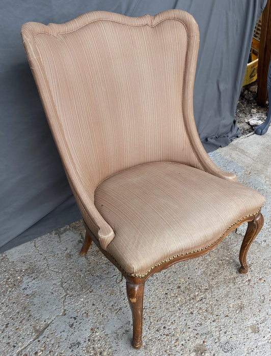 HOOF FOOTED ARMLESS FRENCH CHAIR - AS IS UPHOLSTERY