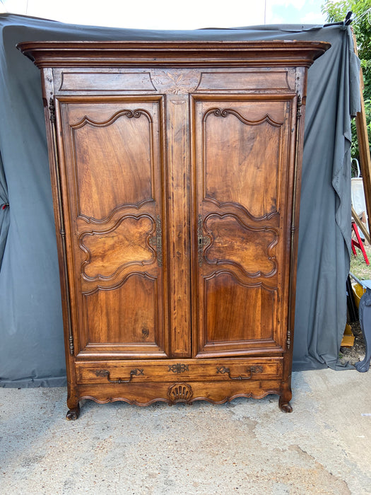 LARGE PEG CONSTRUCTED WALNUT ARMOIRE